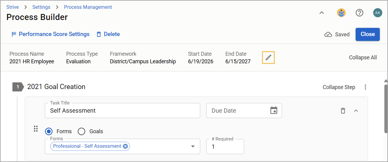 Process Builder interface showing the option to edit process details.
